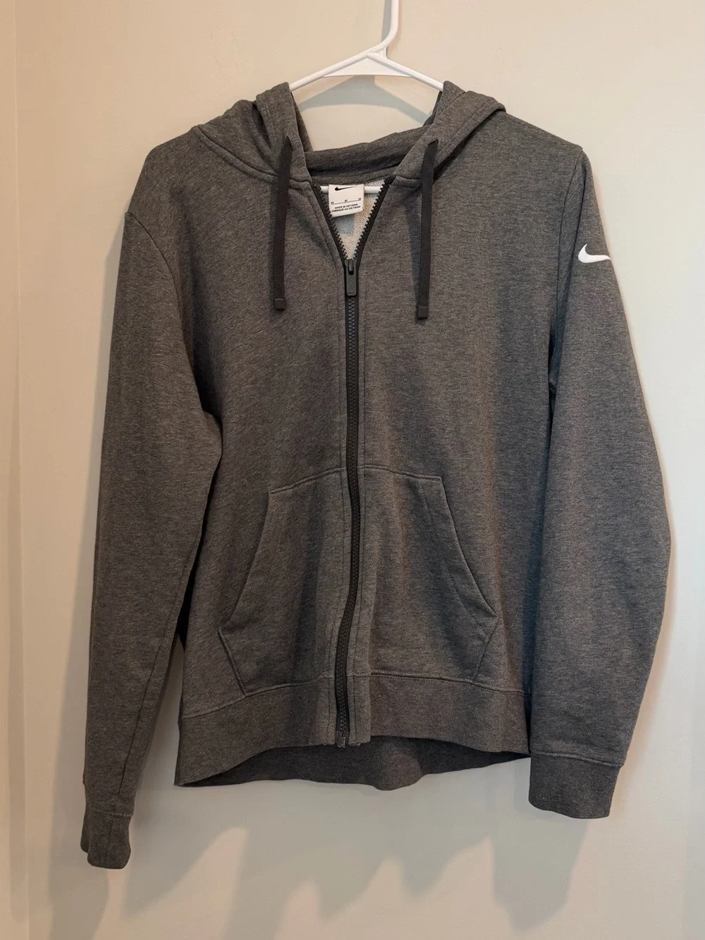 Nike Gray Zip-Up Hoodie with Swoosh Zip Pull